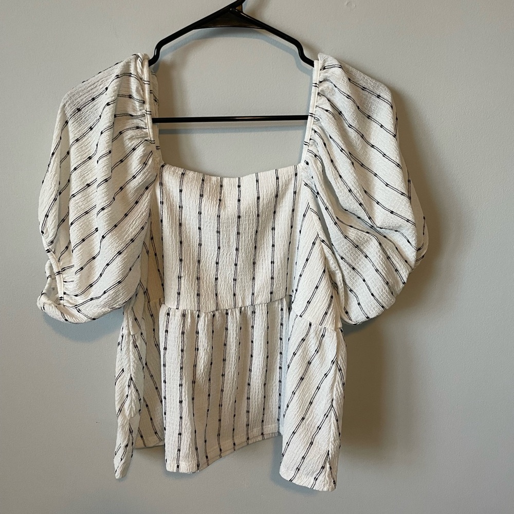Madewell Cream Puff Sleeve Smocked Blouse